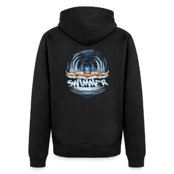 Swimmers swim - Unisex Premium Organic Zip Hoodie - black - Back - Nico (187cm)