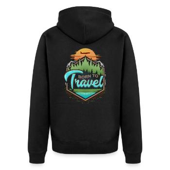 Travel - Unisex Premium Organic Zip Hoodie - black - Back - Nico (187cm)