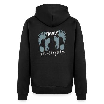Familie - Unisex Premium Bio Zip Hoodie - Schwarz - Hinten - Nico (187cm)