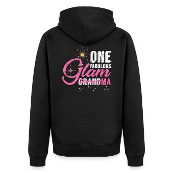 Oma Stil - Unisex Premium Bio Zip Hoodie - Schwarz - Hinten - Nico (187cm)