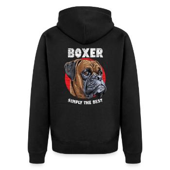 Hund Pfote Lustig - Unisex Premium Bio Zip Hoodie - Schwarz - Hinten - Nico (187cm)