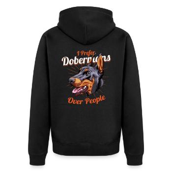 Dog Sweet Doberman - Unisex Premium Organic Zip Hoodie - black - Back - Nico (187cm)