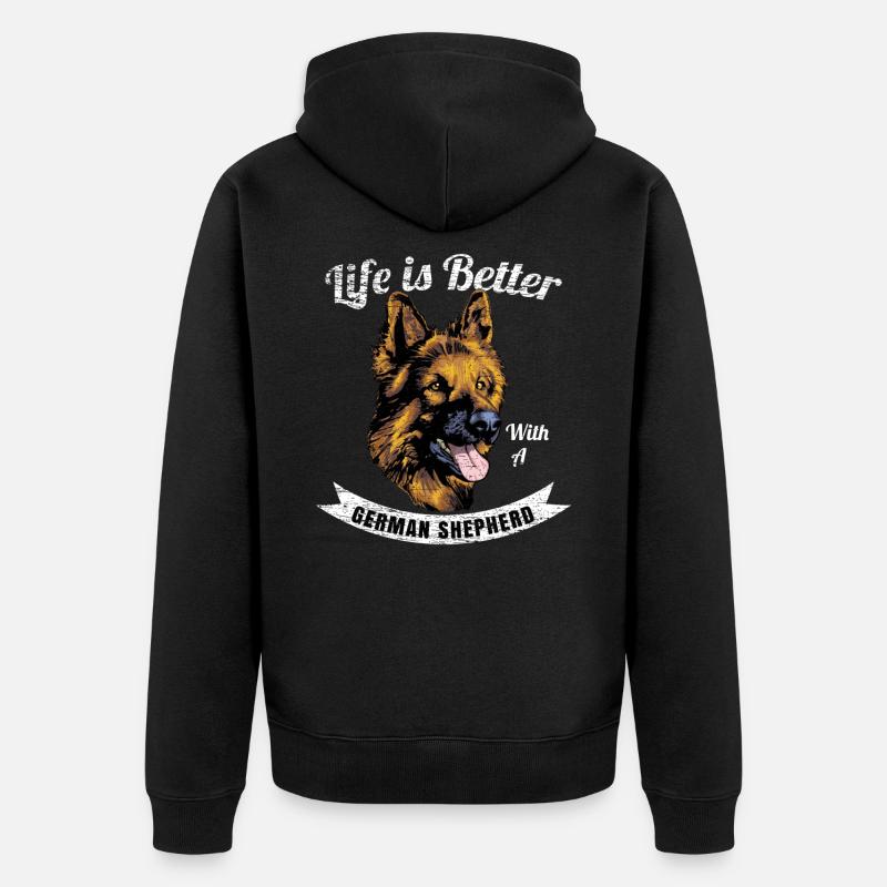 Schäferhund - Unisex Premium Bio Zip Hoodie - Schwarz