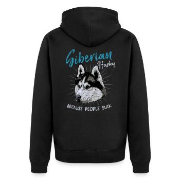 Husky - Unisex Premium Bio Zip Hoodie - Schwarz - Hinten - Nico (187cm)