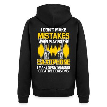 Saxophon Lustig Saxophonspieler Geschenk Witz - Unisex Premium Bio Zip Hoodie - Schwarz - Hinten - Nico (187cm)