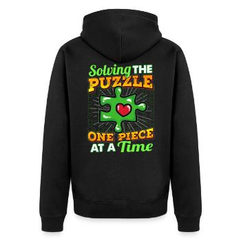 Puzzle puzzle piece - Unisex Premium Organic Zip Hoodie - black - Back - Nico (187cm)