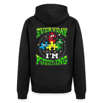 Puzzle Jigsaw Puzzle - Unisex Premium Organic Zip Hoodie - black - Back - Nico (187cm)