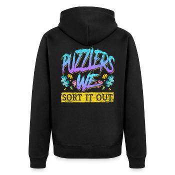 Puzzle jigsaw puzzle - Unisex Premium Organic Zip Hoodie - black - Back - Nico (187cm)