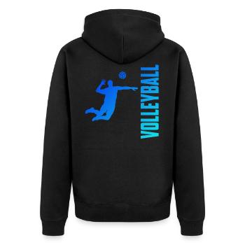 Volleyballer - Unisex Premium Bio Zip Hoodie - Schwarz - Hinten - Nico (187cm)
