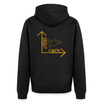 Ente Hase - Unisex Premium Bio Zip Hoodie - Schwarz - Hinten - Nico (187cm)