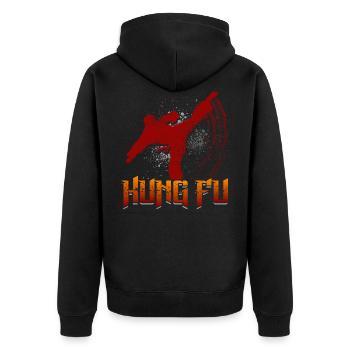 Kung Fu Fighter - Unisex Premium Bio Zip Hoodie - Schwarz - Hinten - Nico (187cm)
