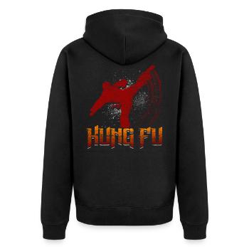 Kung Fu - Unisex Premium Bio Zip Hoodie - Schwarz - Hinten - Nico (187cm)