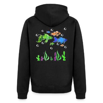 Aquarium Meeresbewohner - Unisex Premium Bio Zip Hoodie - Schwarz - Hinten - Nico (187cm)