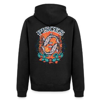 Team Pisces Zodiac Sign Gift Idea Gift - Unisex Premium Organic Zip Hoodie - black - Back - Nico (187cm)