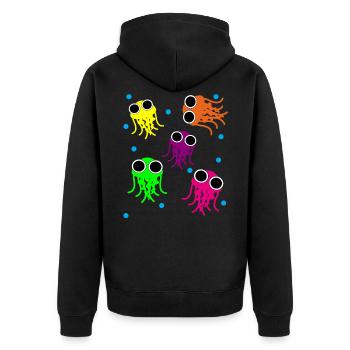 Qualle - Unisex Premium Bio Zip Hoodie - Schwarz - Hinten - Nico (187cm)