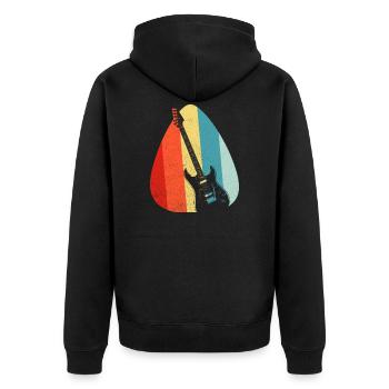 Guitar plectrum retro vintage rock & roll shirt - Unisex Premium Organic Zip Hoodie - black - Back - Nico (187cm)