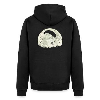 Paragliding - Unisex Premium Bio Zip Hoodie - Schwarz - Hinten - Nico (187cm)