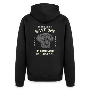 Cane Corso Welpe Pfote - Unisex Premium Bio Zip Hoodie - Schwarz - Hinten - Nico (187cm)