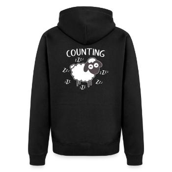 Schafe Zählen Geschenk - Unisex Premium Bio Zip Hoodie - Schwarz - Hinten - Nico (187cm)