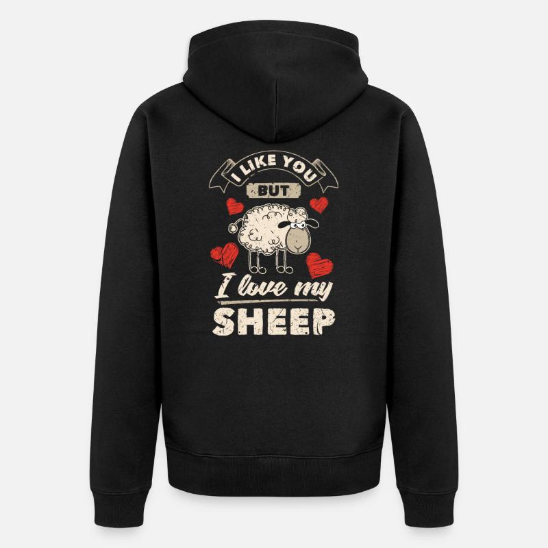 Amoureux des moutons - Veste à capuche bio Premium Unisexe - noir