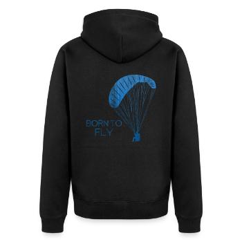 Paragliding Pilot - Unisex Premium Bio Zip Hoodie - Schwarz - Hinten - Nico (187cm)
