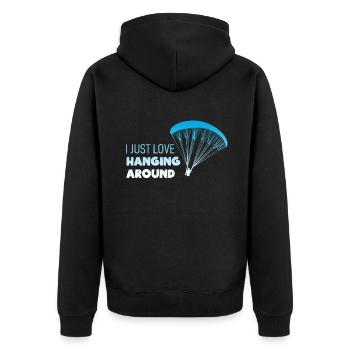 Paragliding - Unisex Premium Bio Zip Hoodie - Schwarz - Hinten - Nico (187cm)
