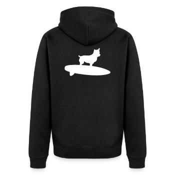 Hund SUP - Unisex Premium Bio Zip Hoodie - Schwarz - Hinten - Nico (187cm)