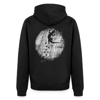 Gecko Reptil - Unisex Premium Bio Zip Hoodie - Schwarz - Hinten - Nico (187cm)