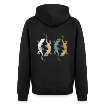 Geckos Reptilen - Unisex Premium Bio Zip Hoodie - Schwarz - Hinten - Nico (187cm)