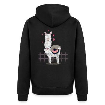 Sloth Lama - Unisex Premium Organic Zip Hoodie - black - Back - Nico (187cm)