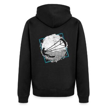 Kitesurfen Sportler - Unisex Premium Bio Zip Hoodie - Schwarz - Hinten - Nico (187cm)