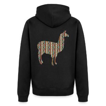Lama Amérique du Sud - Veste à capuche bio Premium Unisexe - noir - Dos - Nico (187cm)