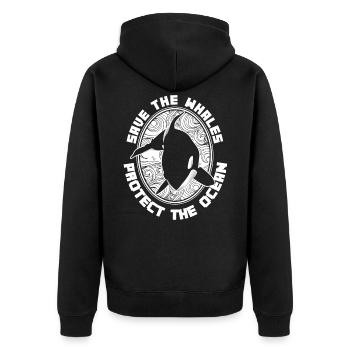 Orca - Unisex Premium Bio Zip Hoodie - Schwarz - Hinten - Nico (187cm)