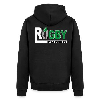 Baskische rugby sport - Unisex Premium Bio Zip Hoodie - Schwarz - Hinten - Nico (187cm)