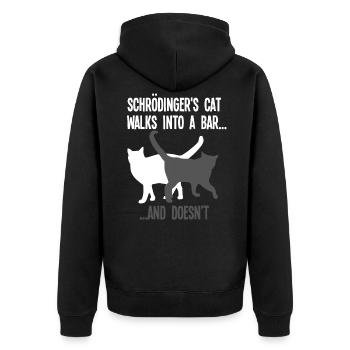 Physik Schrödinger's Katze - Unisex Premium Bio Zip Hoodie - Schwarz - Hinten - Nico (187cm)