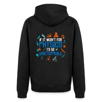 Physik - Unisex Premium Bio Zip Hoodie - Schwarz - Hinten - Nico (187cm)