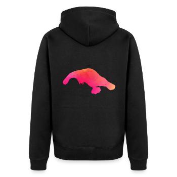 Schnabeltier - Unisex Premium Bio Zip Hoodie - Schwarz - Hinten - Nico (187cm)