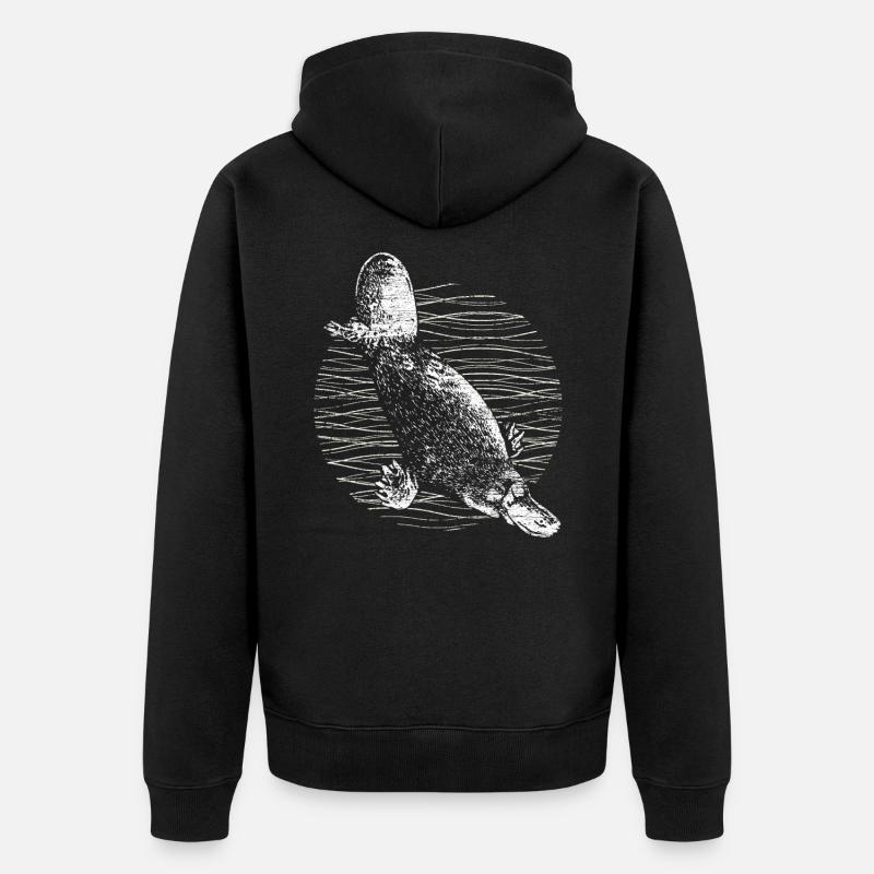 Schnabeltier Biber - Unisex Premium Bio Zip Hoodie - Schwarz