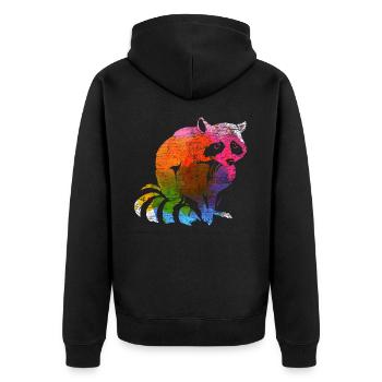 racoon - Unisex Premium Organic Zip Hoodie - black - Back - Nico (187cm)