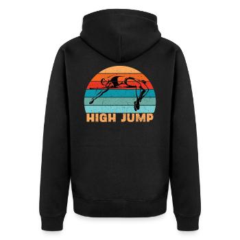 High Jump Athletics - Unisex Premium Organic Zip Hoodie - black - Back - Nico (187cm)