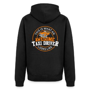 Taxifahrer - Unisex Premium Bio Zip Hoodie - Schwarz - Hinten - Nico (187cm)