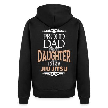 Vater Jiu Jitsu - Unisex Premium Bio Zip Hoodie - Schwarz - Hinten - Nico (187cm)