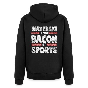 Water skiing bacon - Unisex Premium Organic Zip Hoodie - black - Back - Nico (187cm)