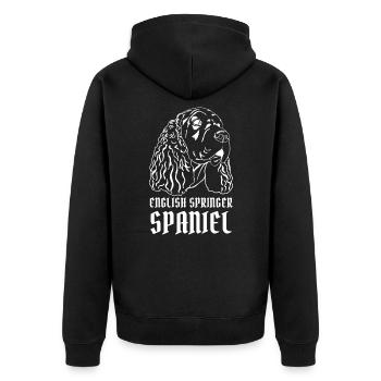 English Springer Spaniel - Unisex Premium Bio Zip Hoodie - Schwarz - Hinten - Nico (187cm)
