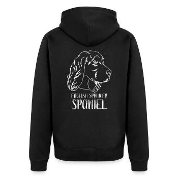 English Springer Spaniel Hütehund - Unisex Premium Bio Zip Hoodie - Schwarz - Hinten - Nico (187cm)