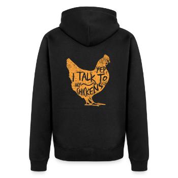 chicken - Unisex Premium Organic Zip Hoodie - black - Back - Nico (187cm)