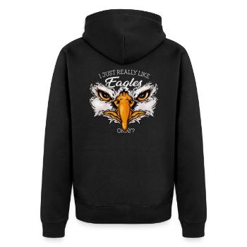 Ich mag Adler wirklich wirklich okay? Lustiges Adlergeschenk - Unisex Premium Bio Zip Hoodie - Schwarz - Hinten - Nico (187cm)