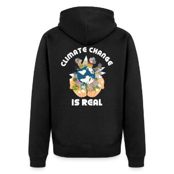 Klimawandel Umweltschützer - Unisex Premium Bio Zip Hoodie - Schwarz - Hinten - Nico (187cm)