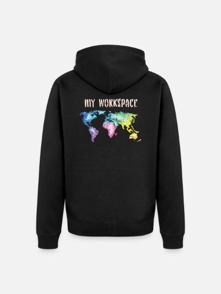 Weltkarte Globus - Unisex Premium Bio Zip Hoodie - Schwarz