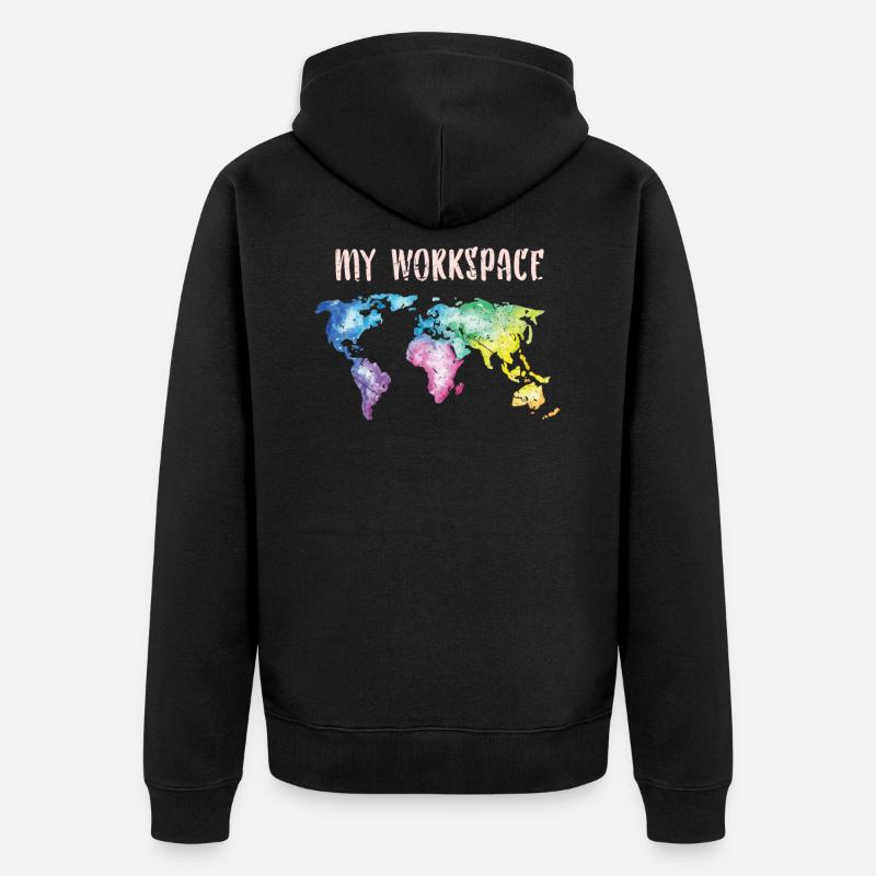 Monde carte globe - Veste à capuche bio Premium Unisexe - noir